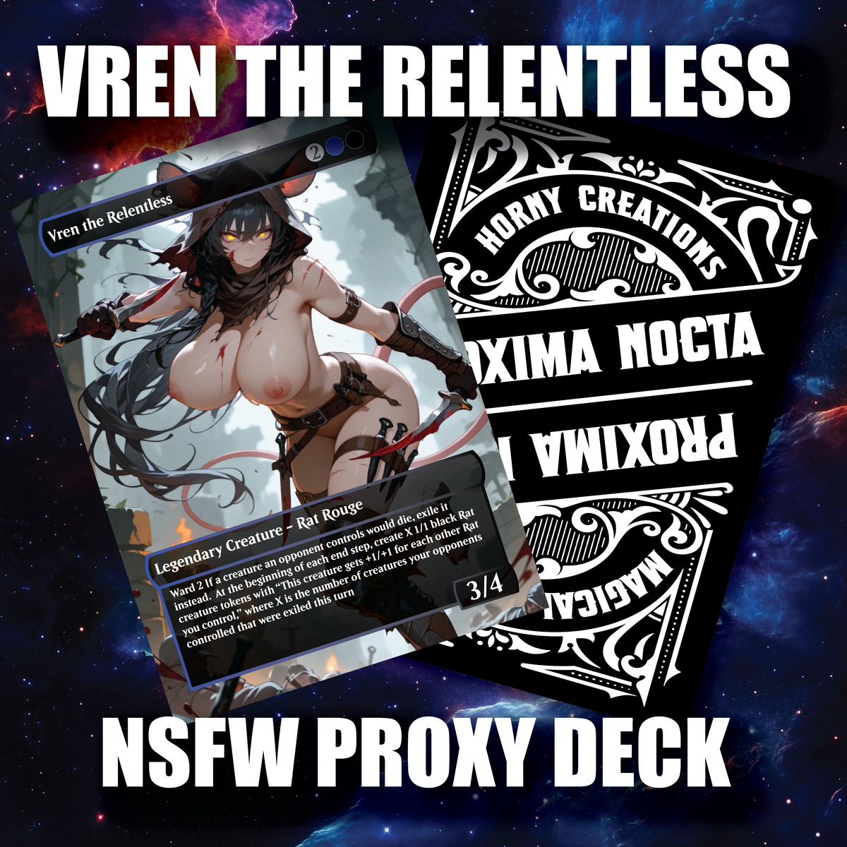 NSFW Vren the Relentless – Queen of Rats & Exile -  Sexy Custom MTG Proxy Commander Deck